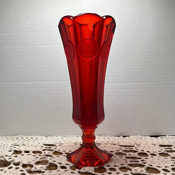 Vintage Ruby Red Coin Vase by Fostoria